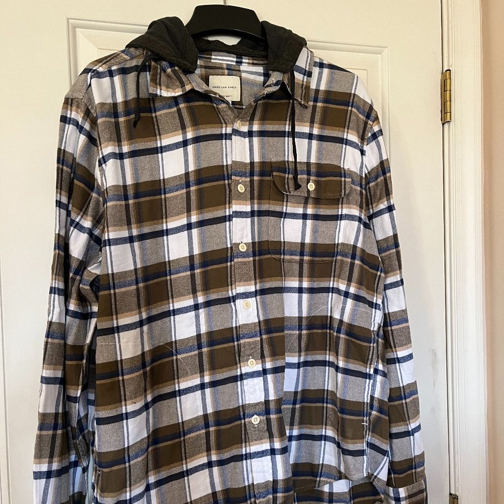 American Eagle flannel shirt with detachable hood